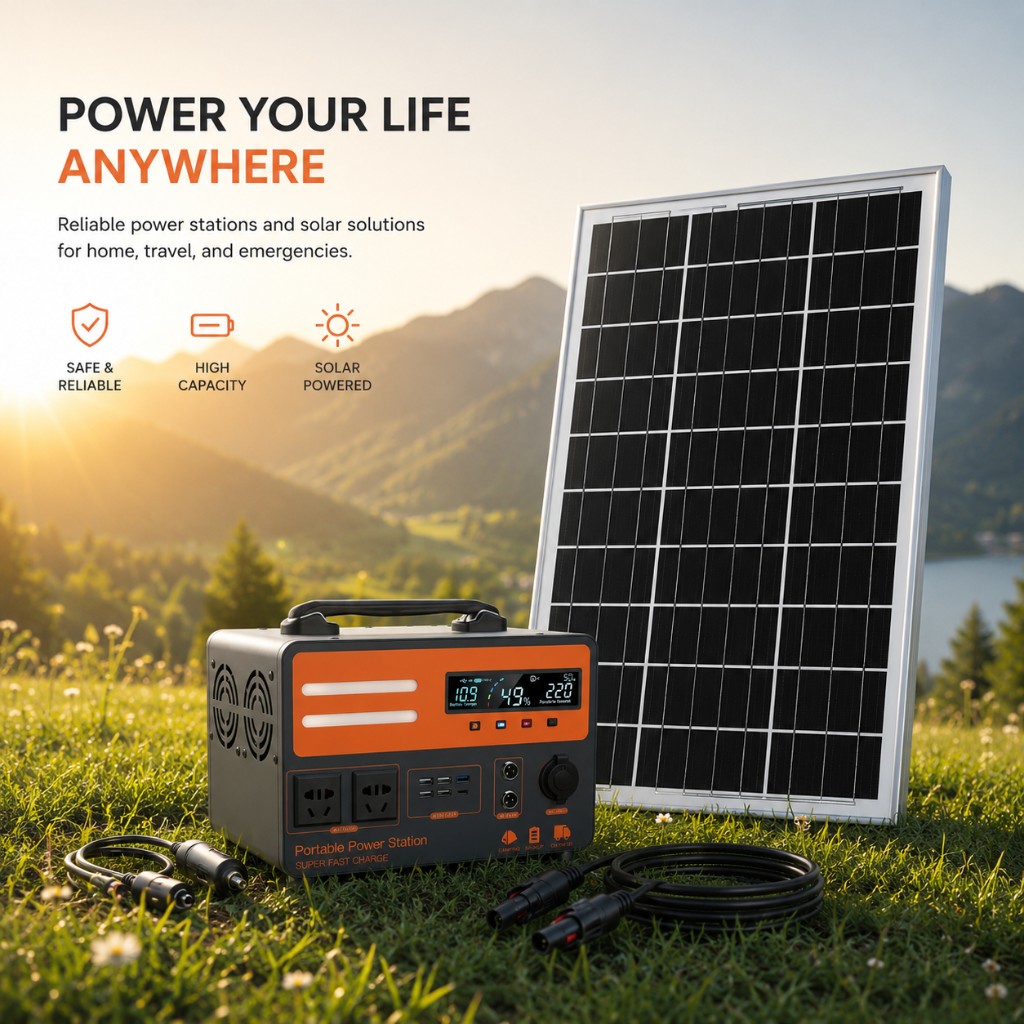 Power station with complimentary solar panel