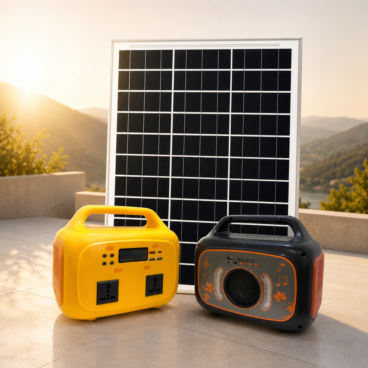 2 Sets ( 2 pcs of 300W/225wh cute power stations and 2 pcs of 30W monocrystalline solar panels ) promo bundle