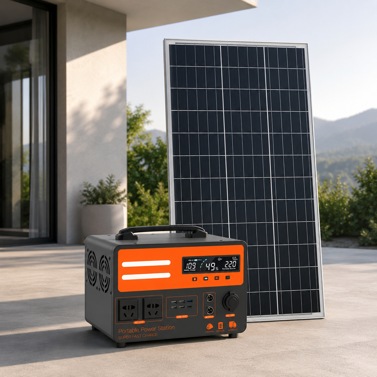 1100W/600wh power station with free 100W Monocrystalline Solar Panel